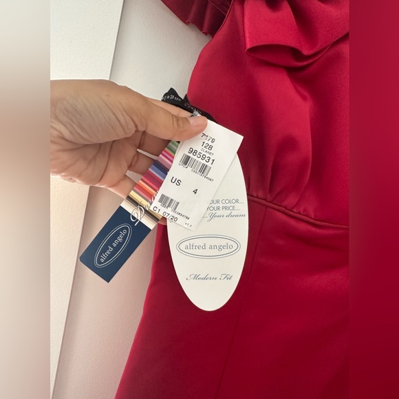 ALFRED ANGELO NEW Size 4 CLARET RED 1-SHOULDER BRIDESMAID FORMAL PROM DRESS. - Picture 7 of 13